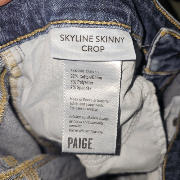 Paige Skyline Skinny Crop Raw Hem Greece Jeans 27 - Picture 4 of 4